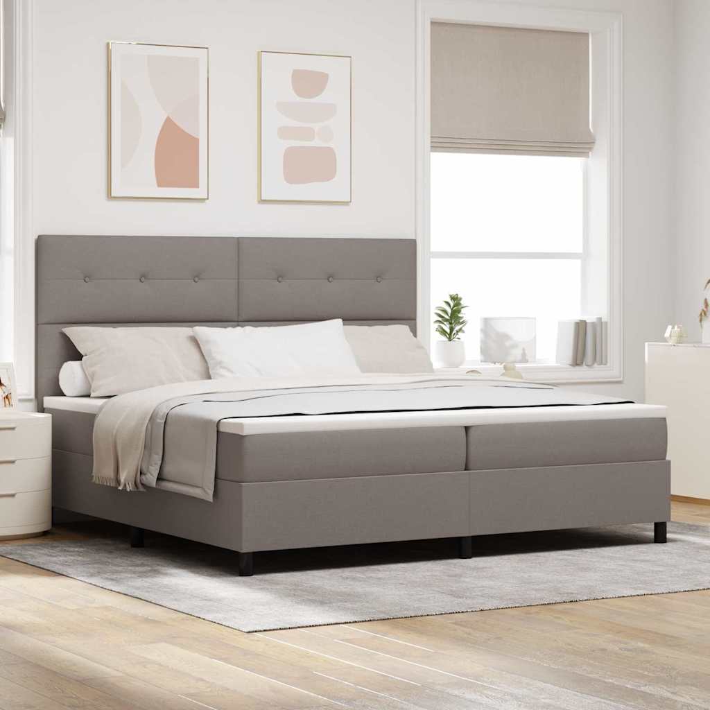 vidaXL Łóżko sprężynowe Z zagłówkiem Ciemnoszary 200 x 200 cm tkanina
