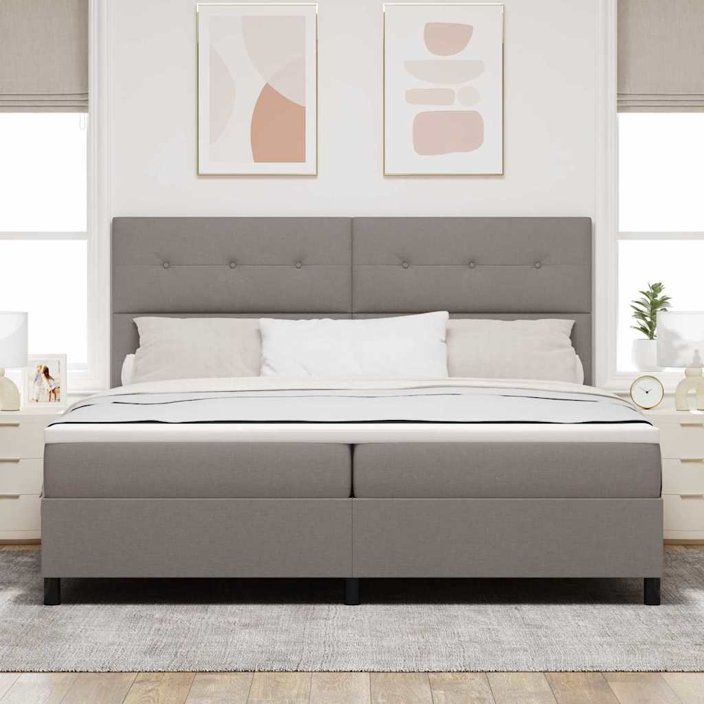 vidaXL Łóżko sprężynowe Z zagłówkiem Ciemnoszary 200 x 200 cm tkanina
