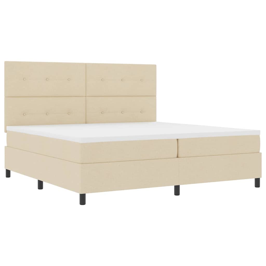 vidaXL Łóżko sprężynowe z materacem Kremowy 200 x 200 cm tkanina