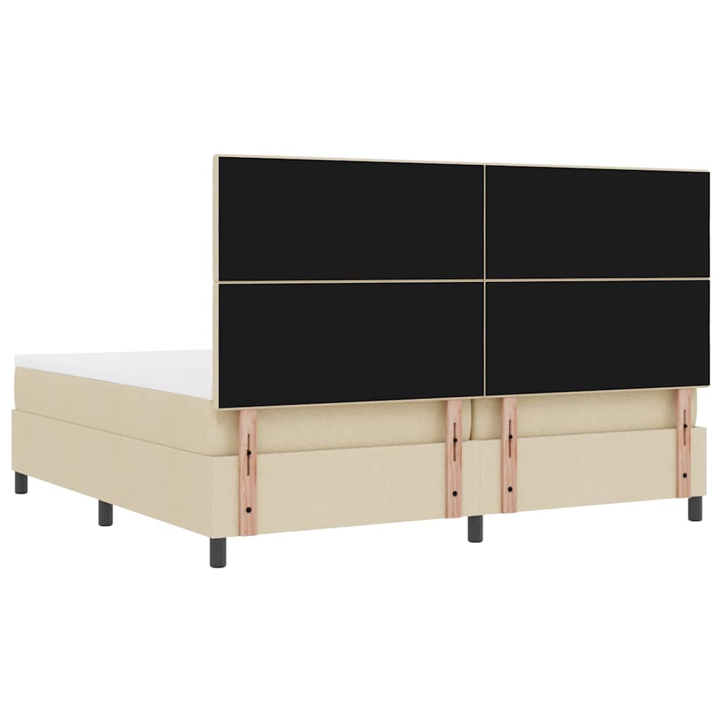 vidaXL Łóżko sprężynowe z materacem Kremowy 200 x 200 cm tkanina