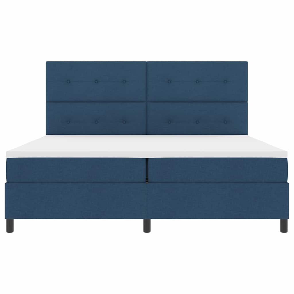 vidaXL Łóżko sprężynowe z materacem Niebieski 200 x 200 cm tkanina