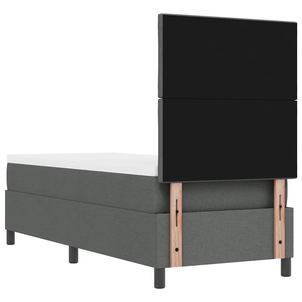 vidaXL Łóżko sprężynowe Z zagłówkiem Ciemnoszary 80 x 200 cm tkanina