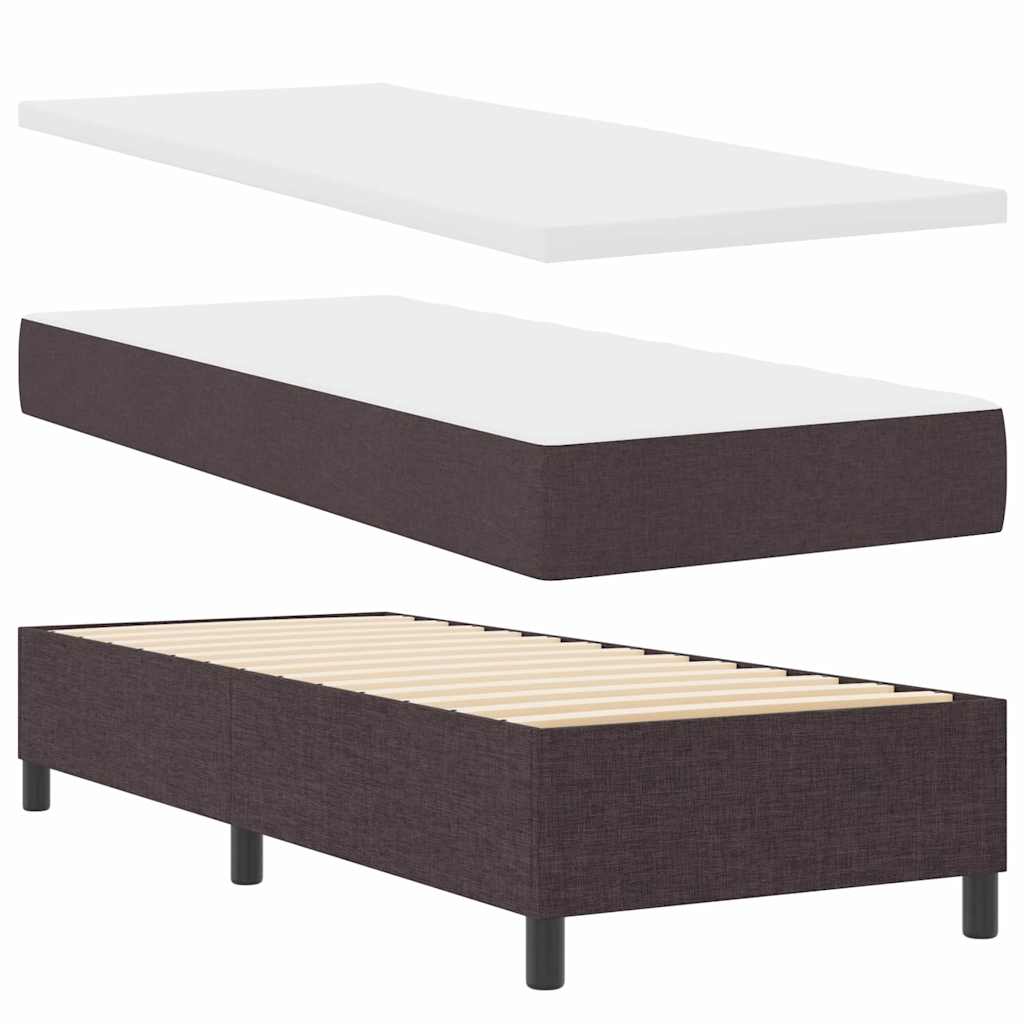 vidaXL Łóżko sprężynowe Z zagłówkiem Ciemny brąz 80 x 200 cm tkanina