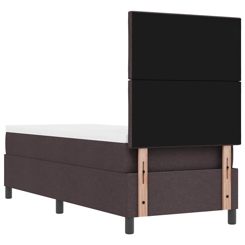 vidaXL Łóżko sprężynowe Z zagłówkiem Ciemny brąz 80 x 200 cm tkanina