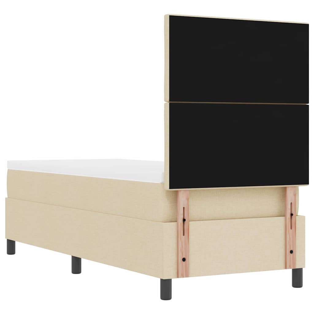 vidaXL Łóżko sprężynowe Z zagłówkiem Kremowy 80 x 200 cm tkanina