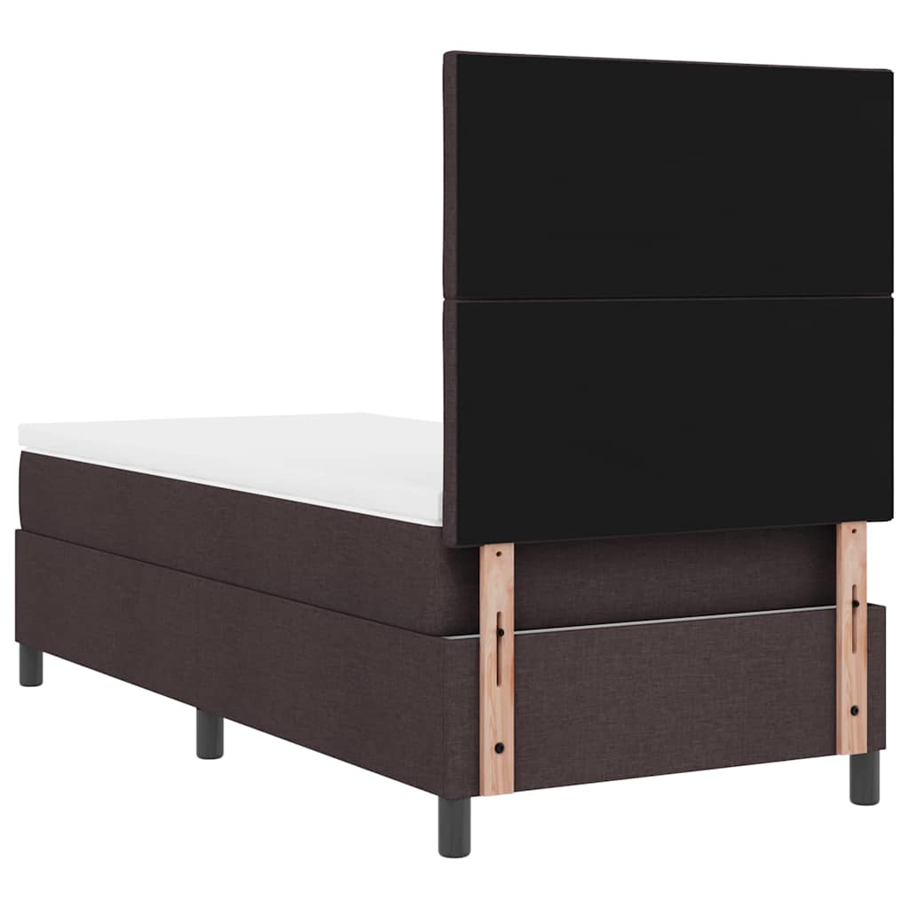 vidaXL Łóżko sprężynowe Z zagłówkiem Ciemny brąz 90 x 190 cm tkanina