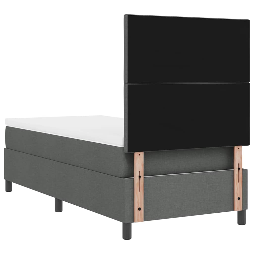 vidaXL Łóżko sprężynowe Z zagłówkiem Ciemnoszary 90 x 200 cm tkanina