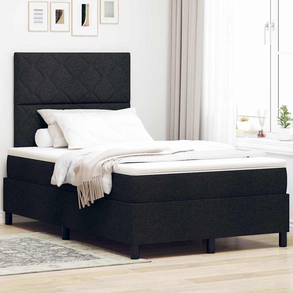vidaXL Łóżko sprężynowe z materacem Czarny 120 x 190 cm tkanina