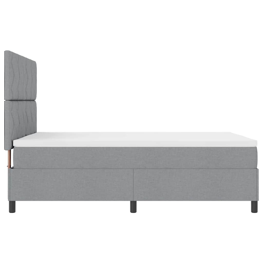 vidaXL Łóżko sprężynowe Z zagłówkiem Jasnoszary 140 x 190 cm tkanina