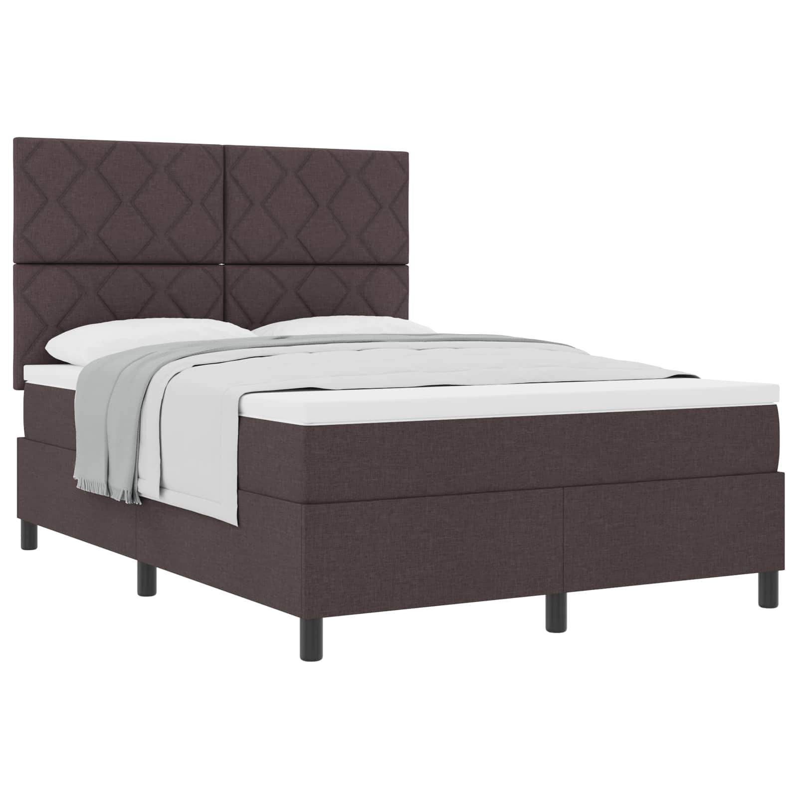 vidaXL Łóżko sprężynowe Z zagłówkiem Ciemny brąz 140 x 190 cm tkanina