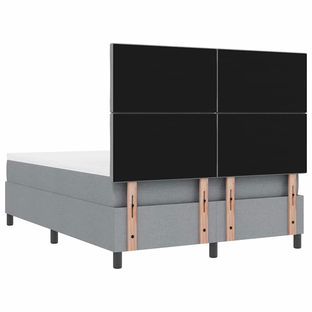 vidaXL Łóżko sprężynowe Z zagłówkiem Jasnoszary 140 x 200 cm tkanina
