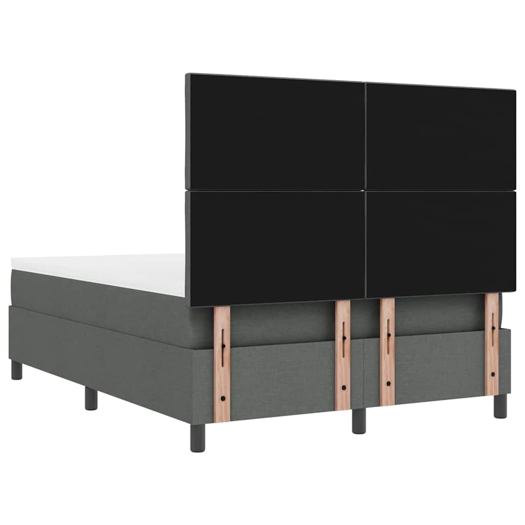 vidaXL Łóżko sprężynowe Z zagłówkiem Ciemnoszary 140 x 200 cm tkanina