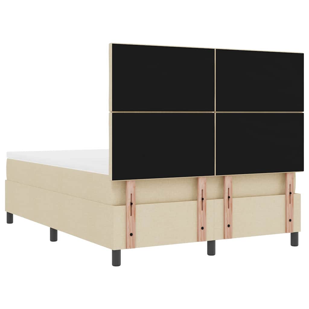 vidaXL Łóżko sprężynowe Z zagłówkiem Kremowy 160 x 200 cm tkanina