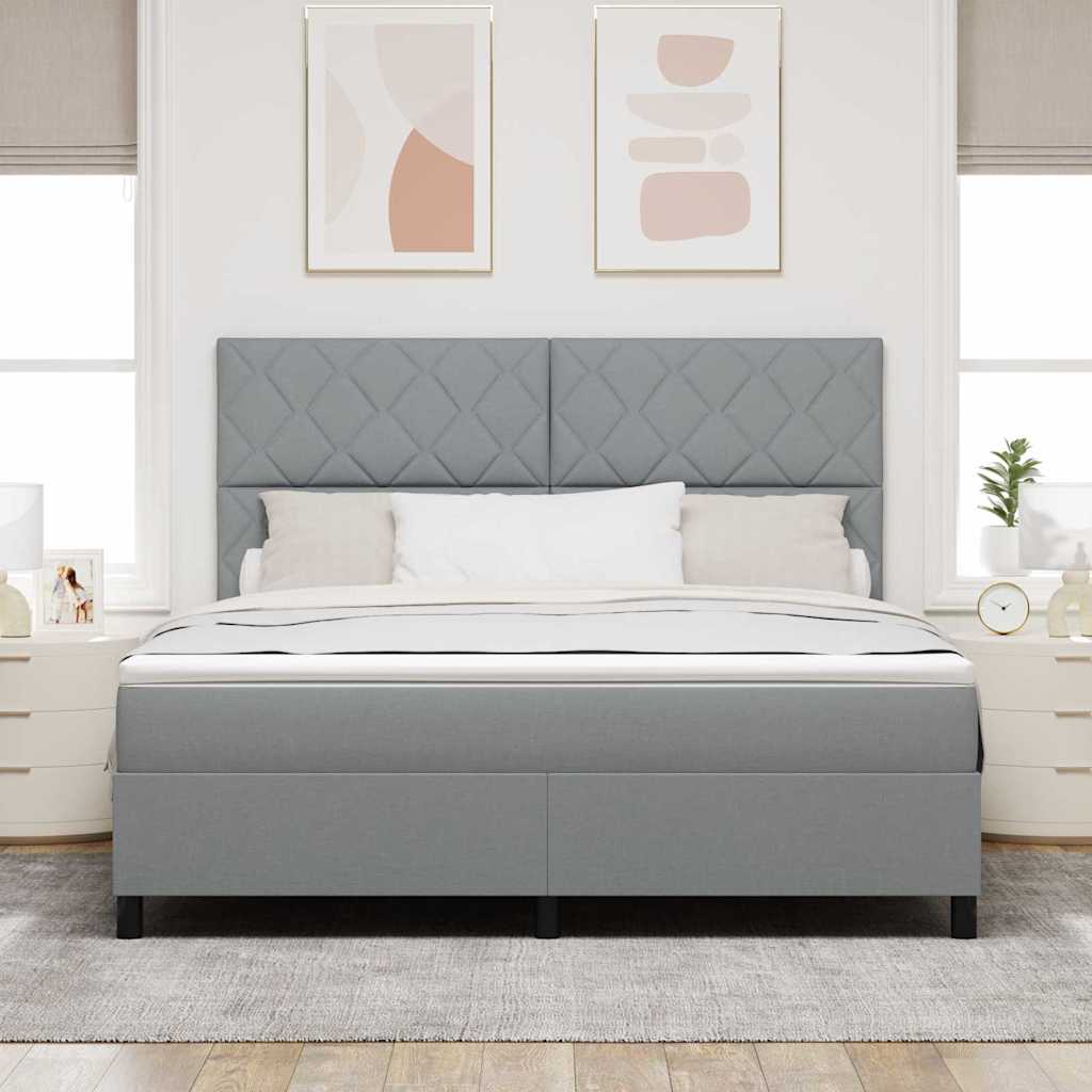 vidaXL Łóżko sprężynowe Z zagłówkiem Jasnoszary 180 x 200 cm tkanina