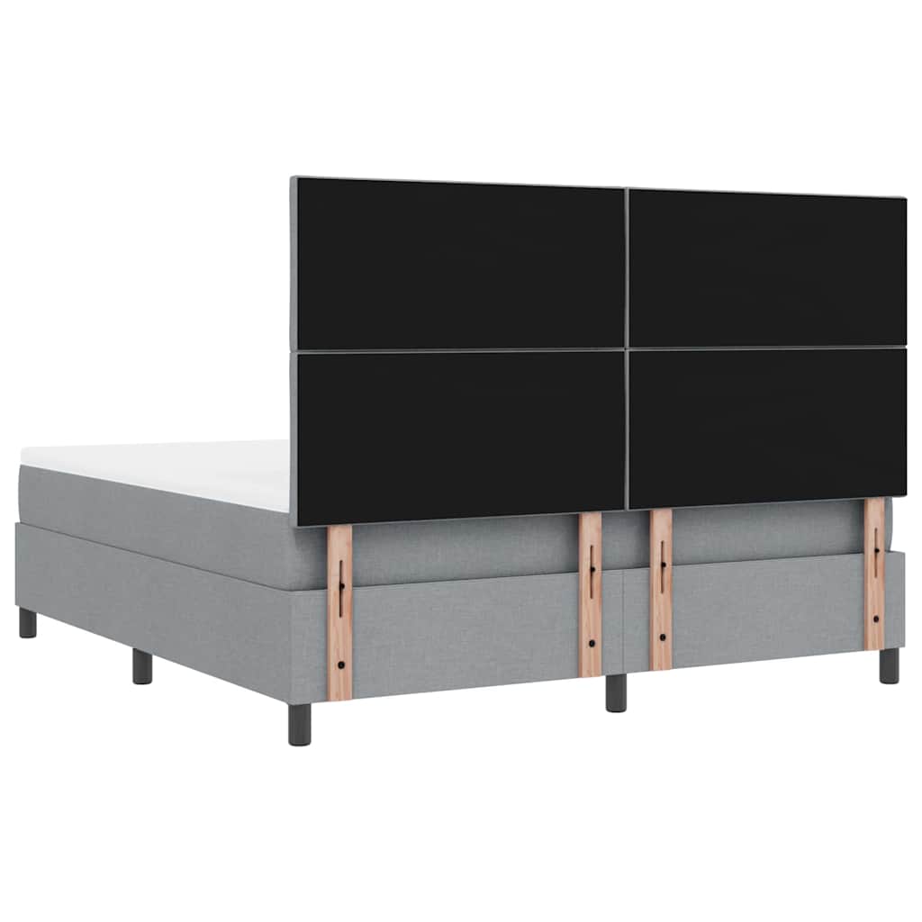 vidaXL Łóżko sprężynowe Z zagłówkiem Jasnoszary 180 x 200 cm tkanina