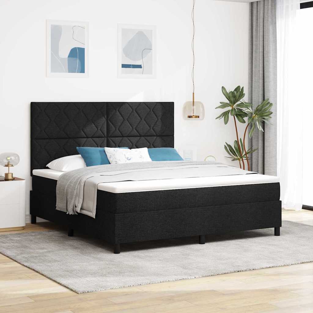 vidaXL Łóżko sprężynowe Z zagłówkiem Czarny 180 x 200 cm tkanina