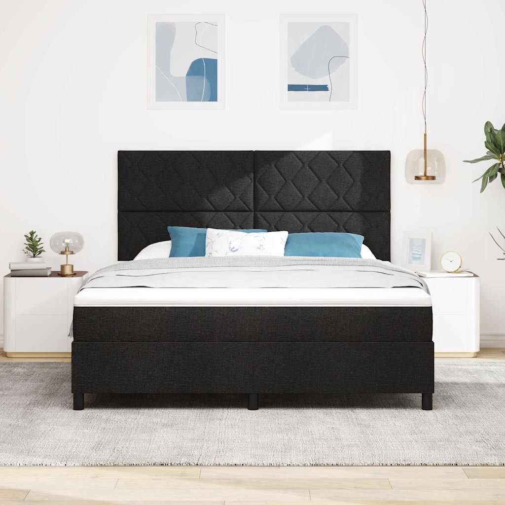 vidaXL Łóżko sprężynowe Z zagłówkiem Czarny 180 x 200 cm tkanina