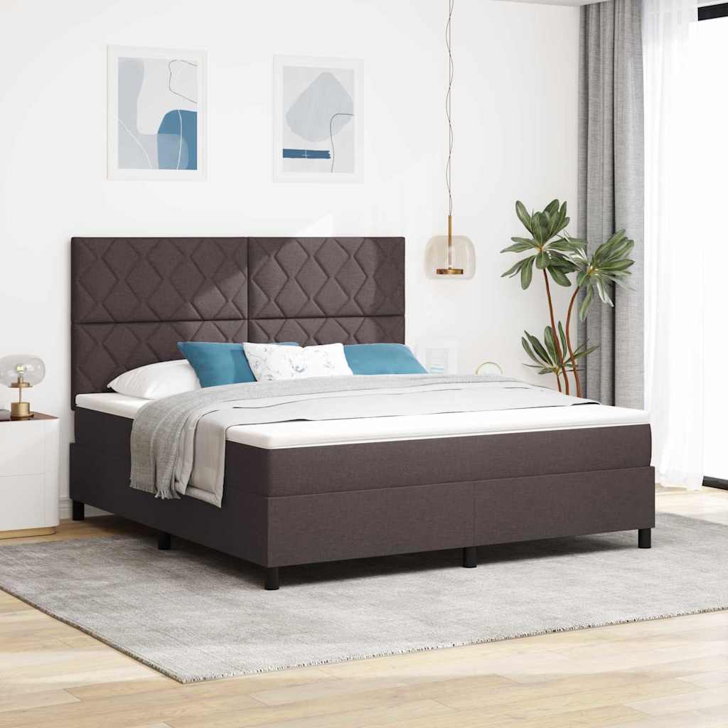vidaXL Łóżko sprężynowe Z zagłówkiem Ciemny brąz 180 x 200 cm tkanina