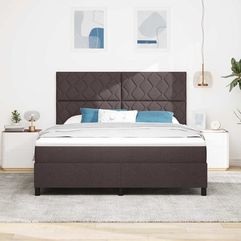 vidaXL Łóżko sprężynowe Z zagłówkiem Ciemny brąz 180 x 200 cm tkanina