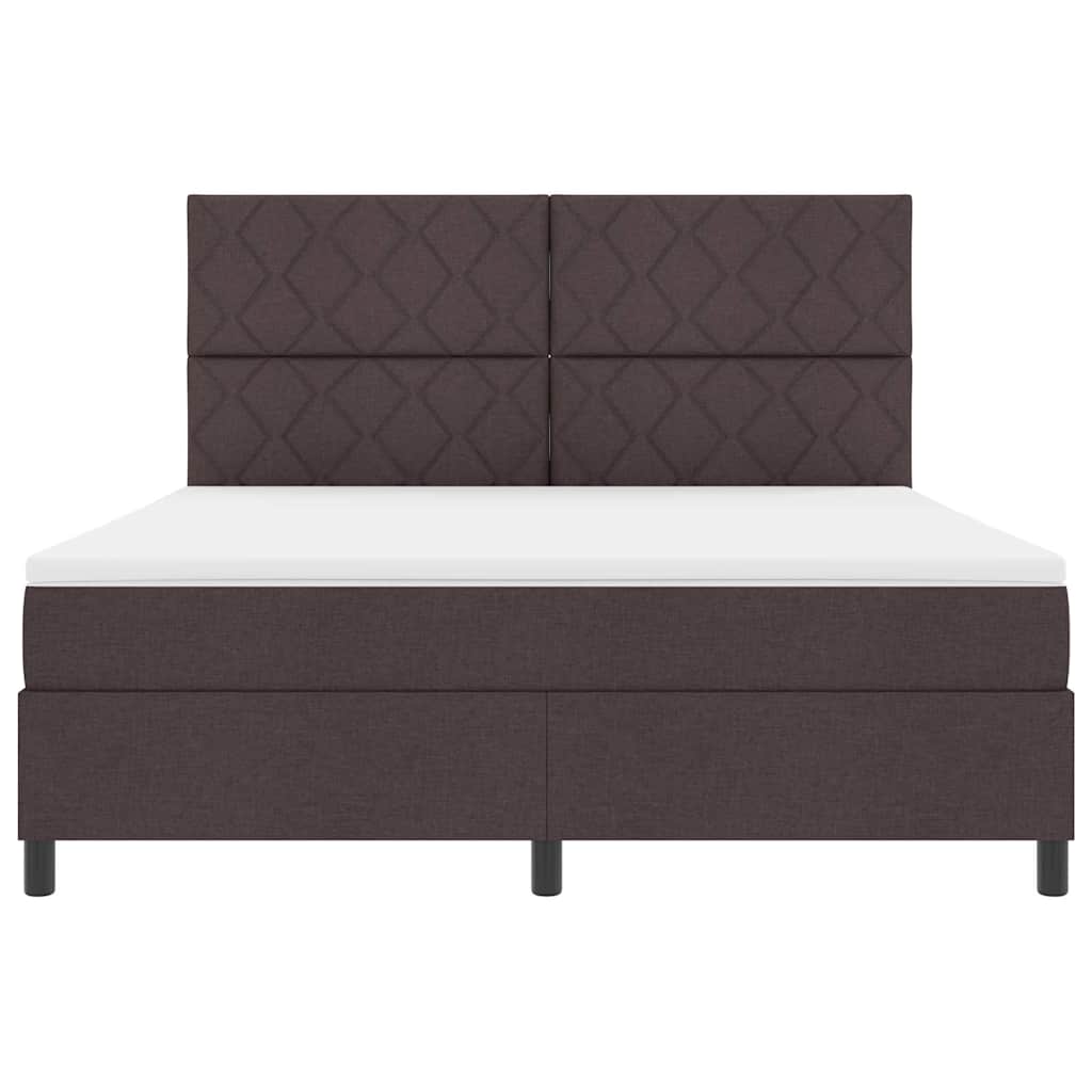 vidaXL Łóżko sprężynowe Z zagłówkiem Ciemny brąz 180 x 200 cm tkanina