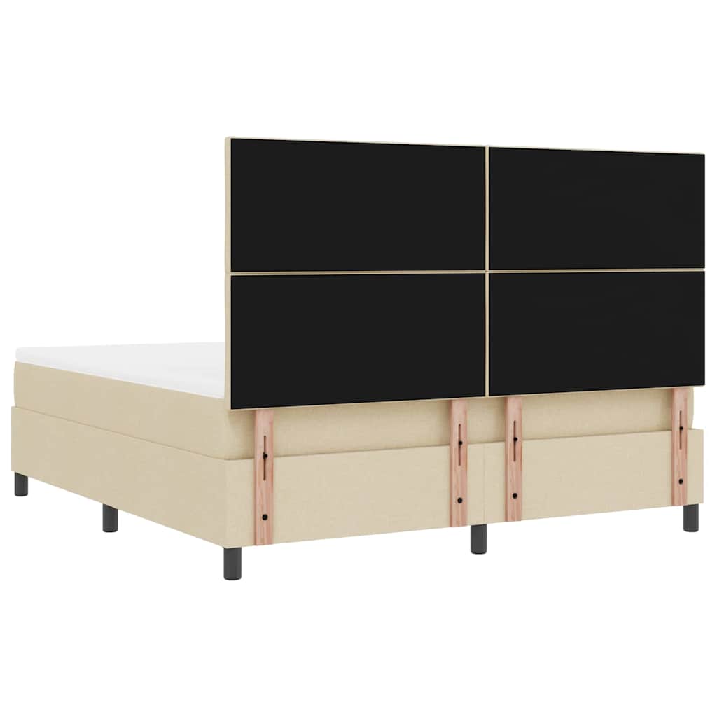 vidaXL Łóżko sprężynowe Z zagłówkiem Kremowy 180 x 200 cm tkanina