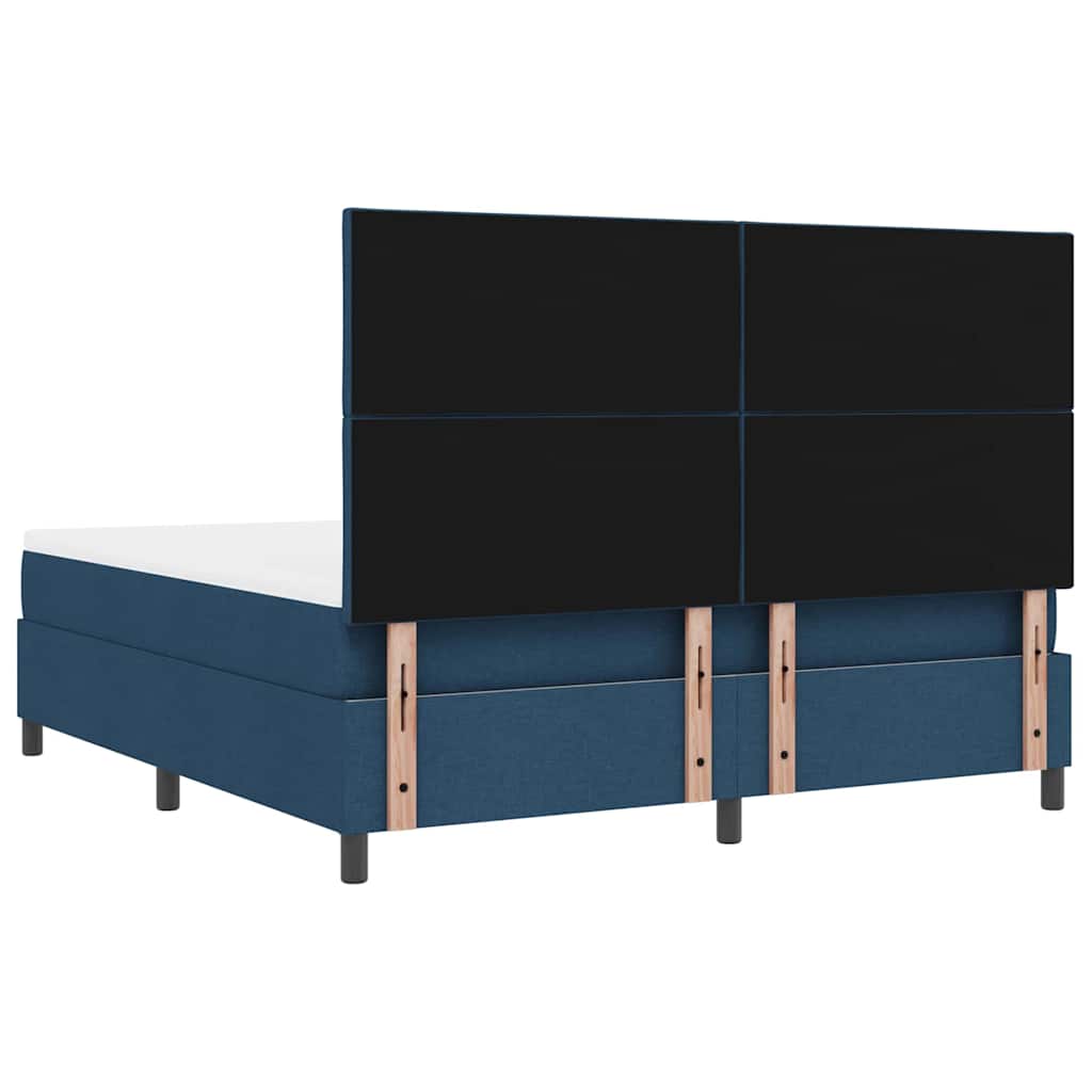 vidaXL Łóżko sprężynowe Z zagłówkiem Niebieski 180 x 200 cm tkanina