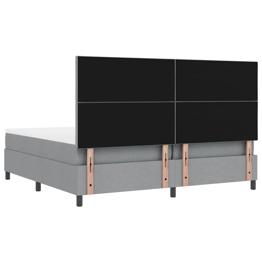 vidaXL Łóżko sprężynowe Z zagłówkiem Jasnoszary 200 x 200 cm tkanina