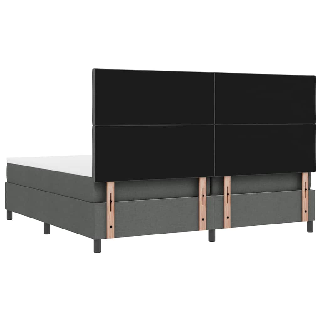 vidaXL Łóżko sprężynowe Z zagłówkiem Ciemnoszary 200 x 200 cm tkanina