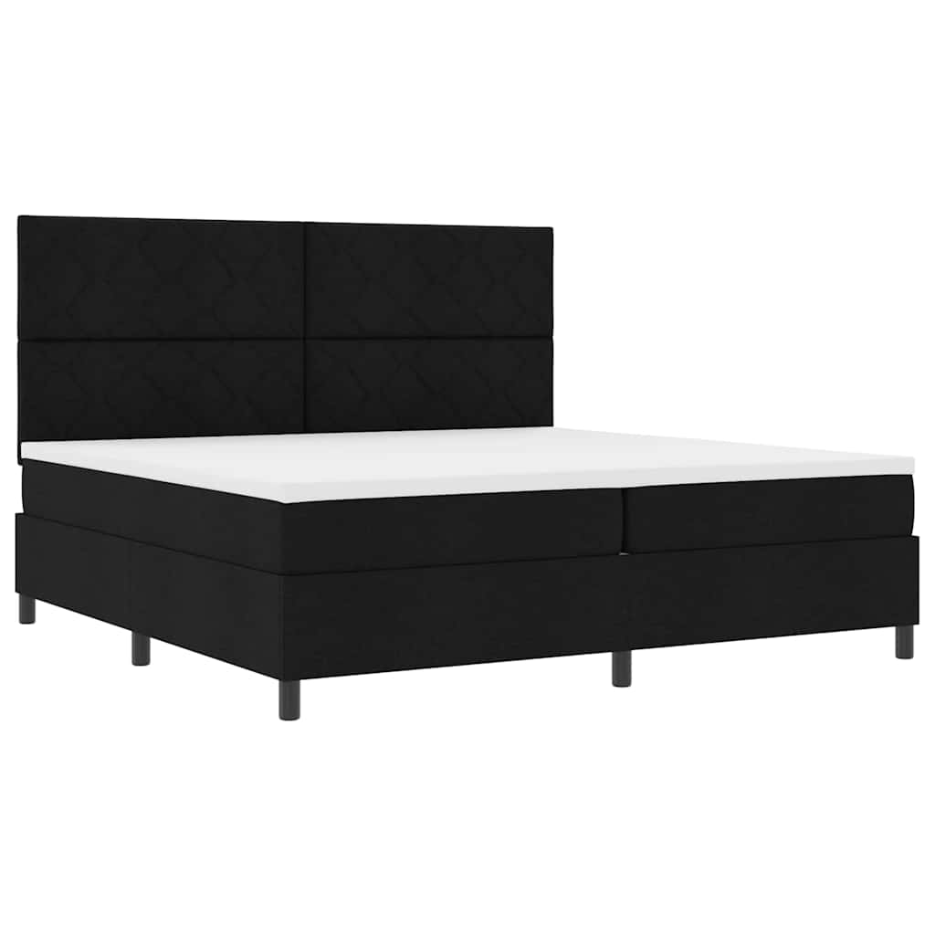 vidaXL Łóżko sprężynowe z materacem Czarny 200 x 200 cm tkanina