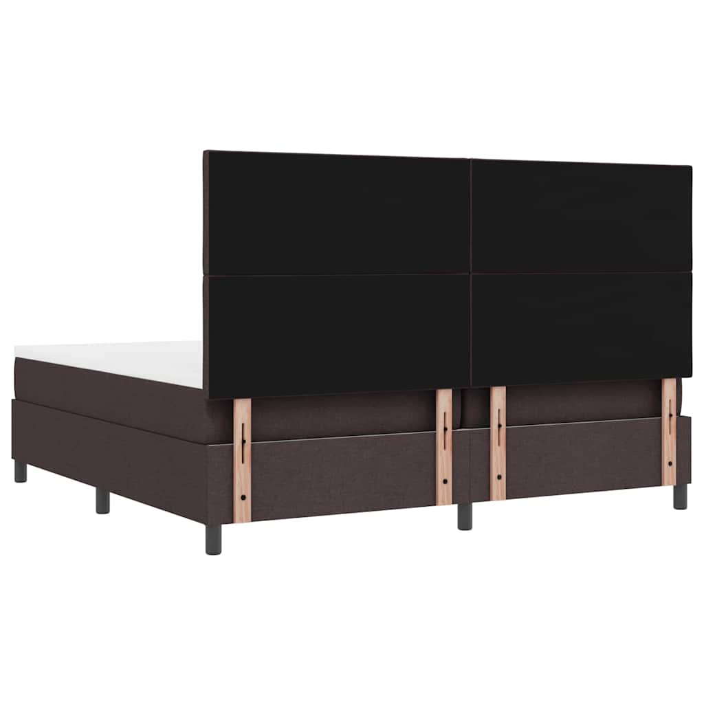 vidaXL Łóżko sprężynowe z materacem Ciemny brąz 200 x 200 cm tkanina