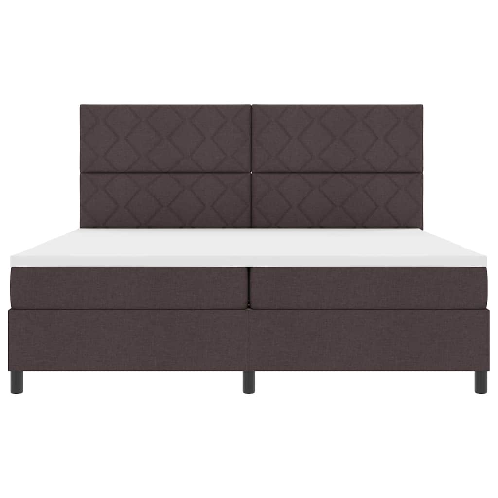 vidaXL Łóżko sprężynowe z materacem Ciemny brąz 200 x 200 cm tkanina