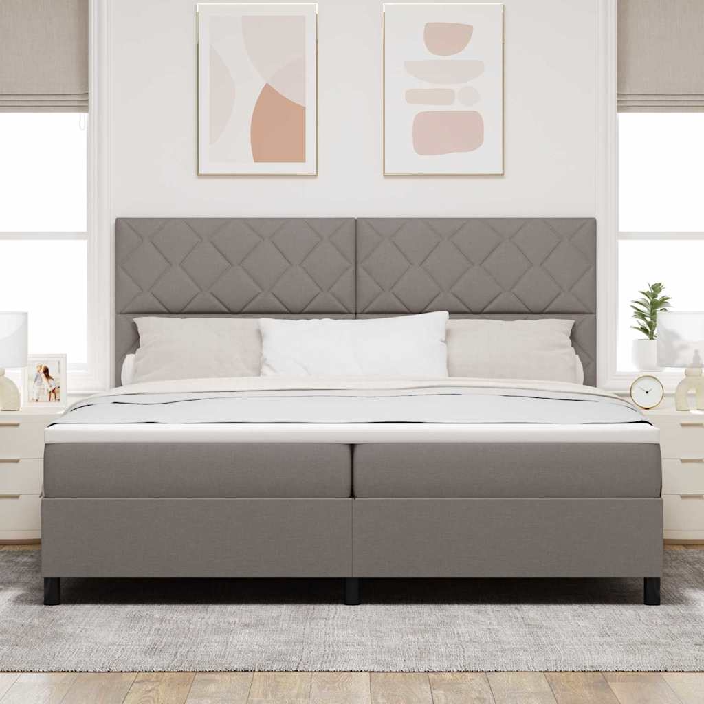 vidaXL Łóżko sprężynowe Z zagłówkiem Ciemnoszary 200 x 200 cm tkanina