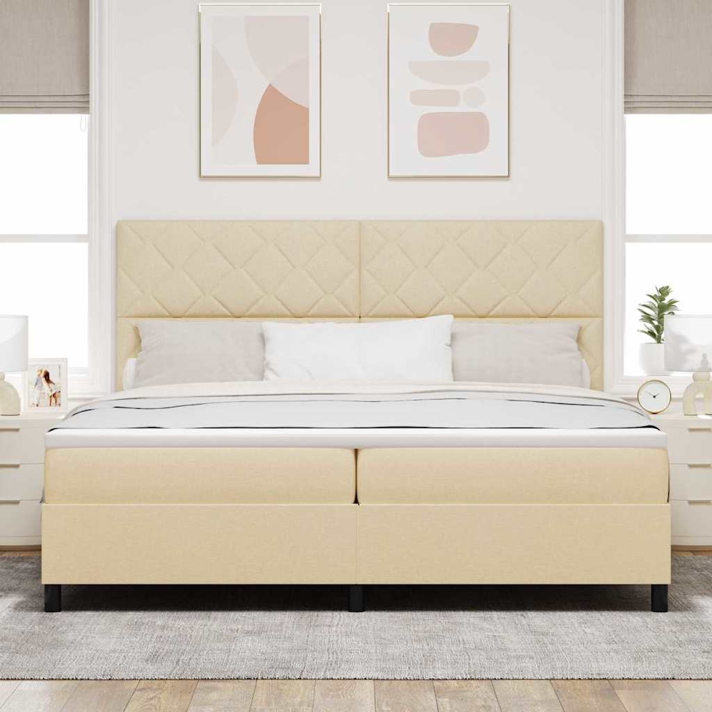 vidaXL Łóżko sprężynowe z materacem Kremowy 200 x 200 cm tkanina