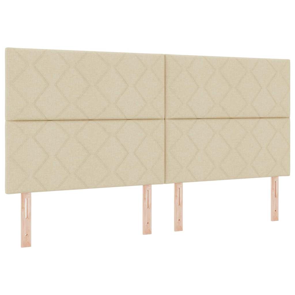 vidaXL Łóżko sprężynowe z materacem Kremowy 200 x 200 cm tkanina