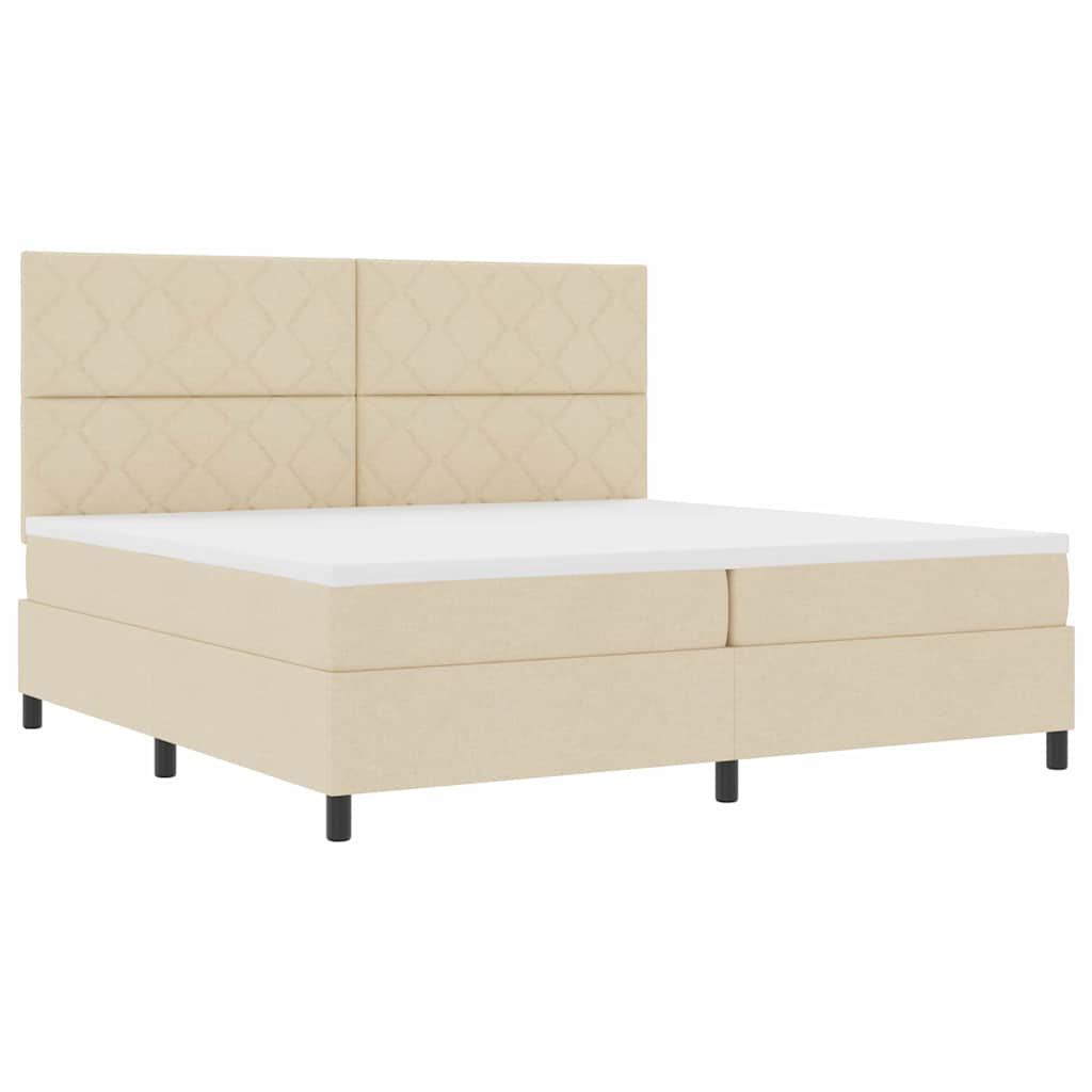 vidaXL Łóżko sprężynowe z materacem Kremowy 200 x 200 cm tkanina