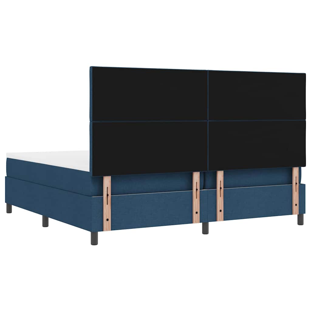 vidaXL Łóżko sprężynowe z materacem Niebieski 200 x 200 cm tkanina