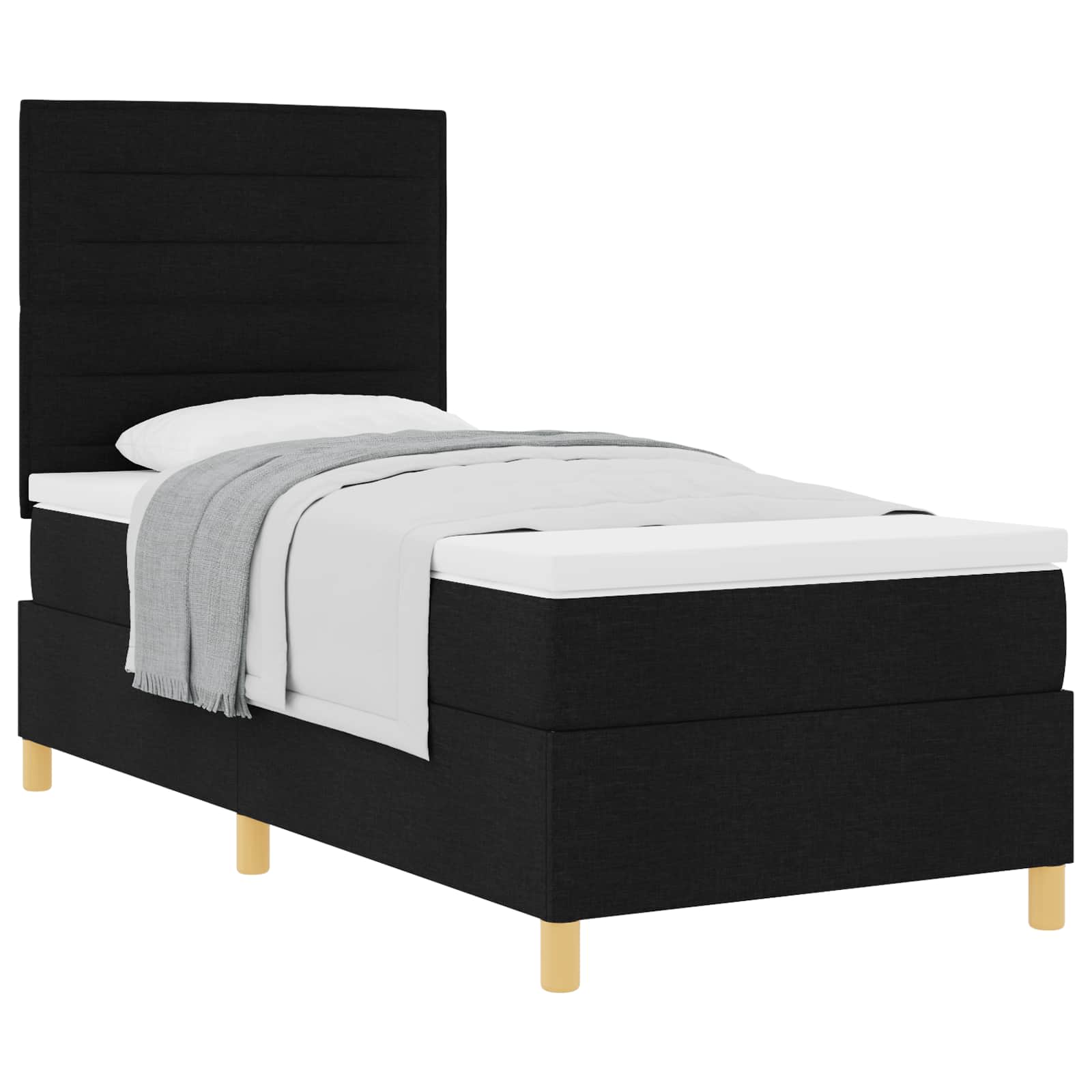 vidaXL Łóżko sprężynowe z materacem Czarny 80 x 200 cm tkanina