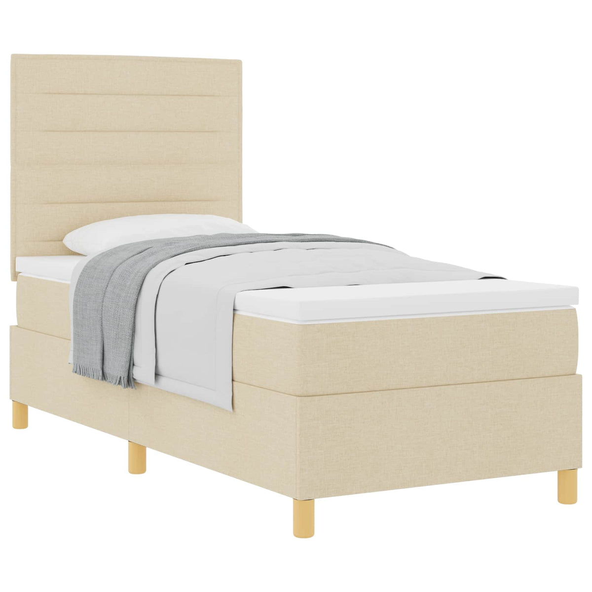 vidaXL Łóżko sprężynowe z materacem Kremowy 80 x 200 cm tkanina