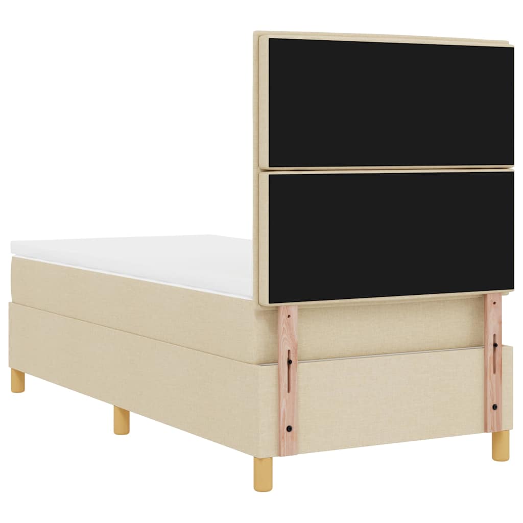 vidaXL Łóżko sprężynowe z materacem Kremowy 80 x 200 cm tkanina