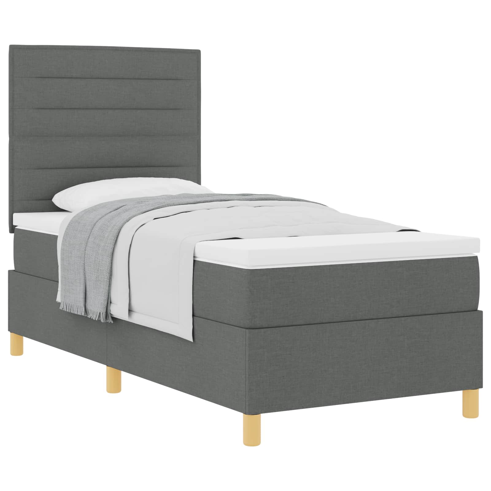 vidaXL Łóżko sprężynowe z materacem Ciemnoszary 90 x 190 cm tkanina