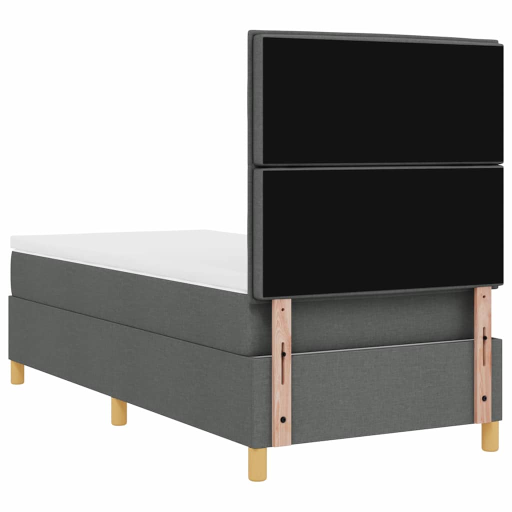 vidaXL Łóżko sprężynowe z materacem Ciemnoszary 90 x 190 cm tkanina