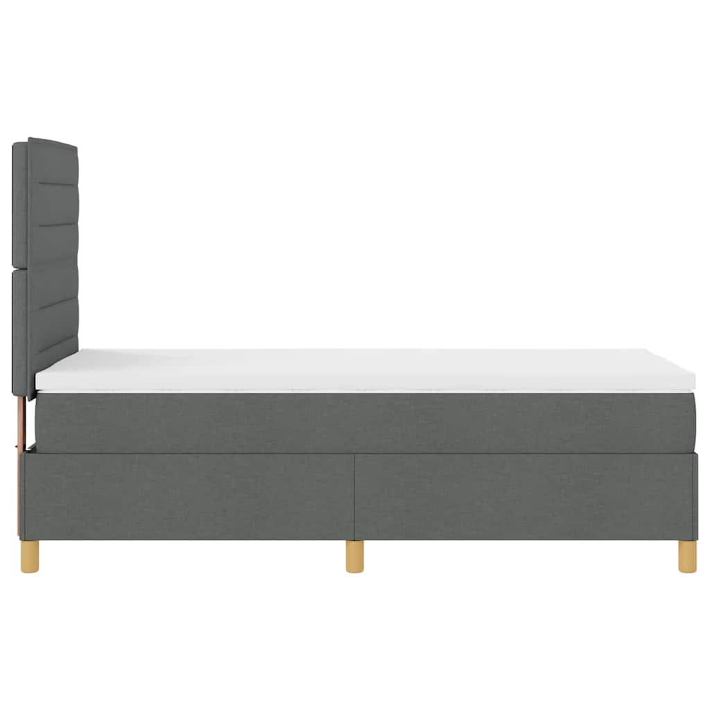 vidaXL Łóżko sprężynowe z materacem Ciemnoszary 90 x 190 cm tkanina