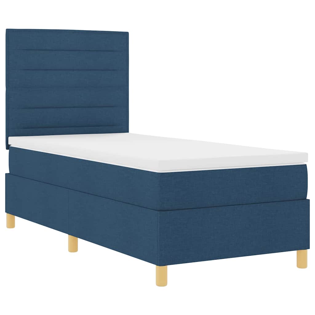 vidaXL Łóżko sprężynowe z materacem Niebieski 90 x 190 cm tkanina