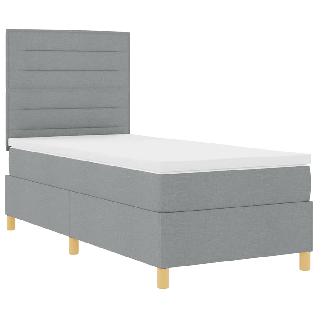vidaXL Łóżko sprężynowe z materacem Jasnoszary 90 x 200 cm tkanina