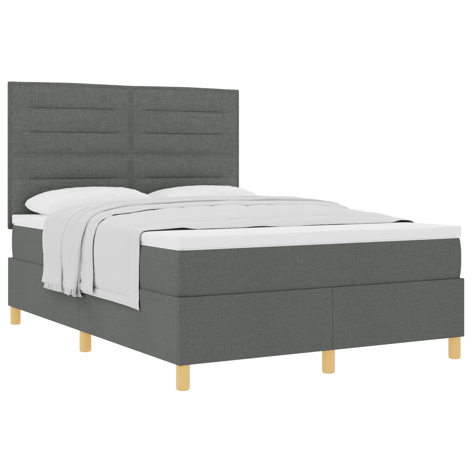 vidaXL Łóżko sprężynowe z materacem Ciemnoszary 140 x 190 cm tkanina