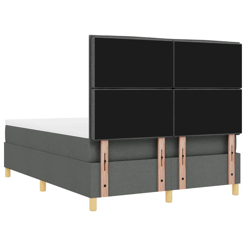 vidaXL Łóżko sprężynowe z materacem Ciemnoszary 140 x 190 cm tkanina