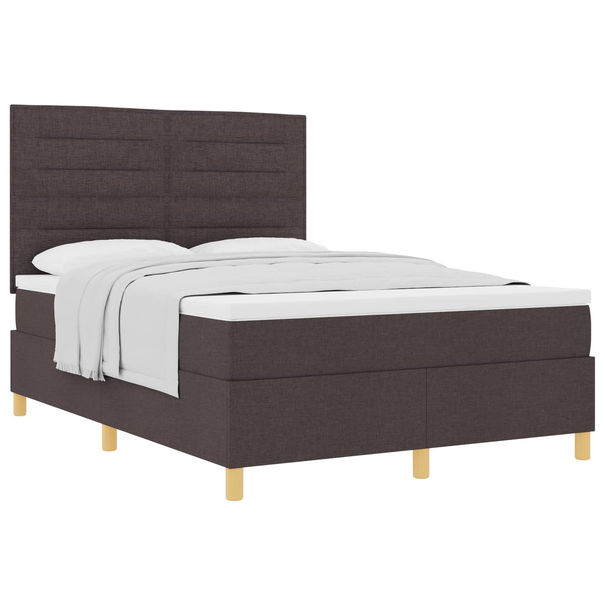 vidaXL Łóżko sprężynowe z materacem Ciemny brąz 140 x 190 cm tkanina