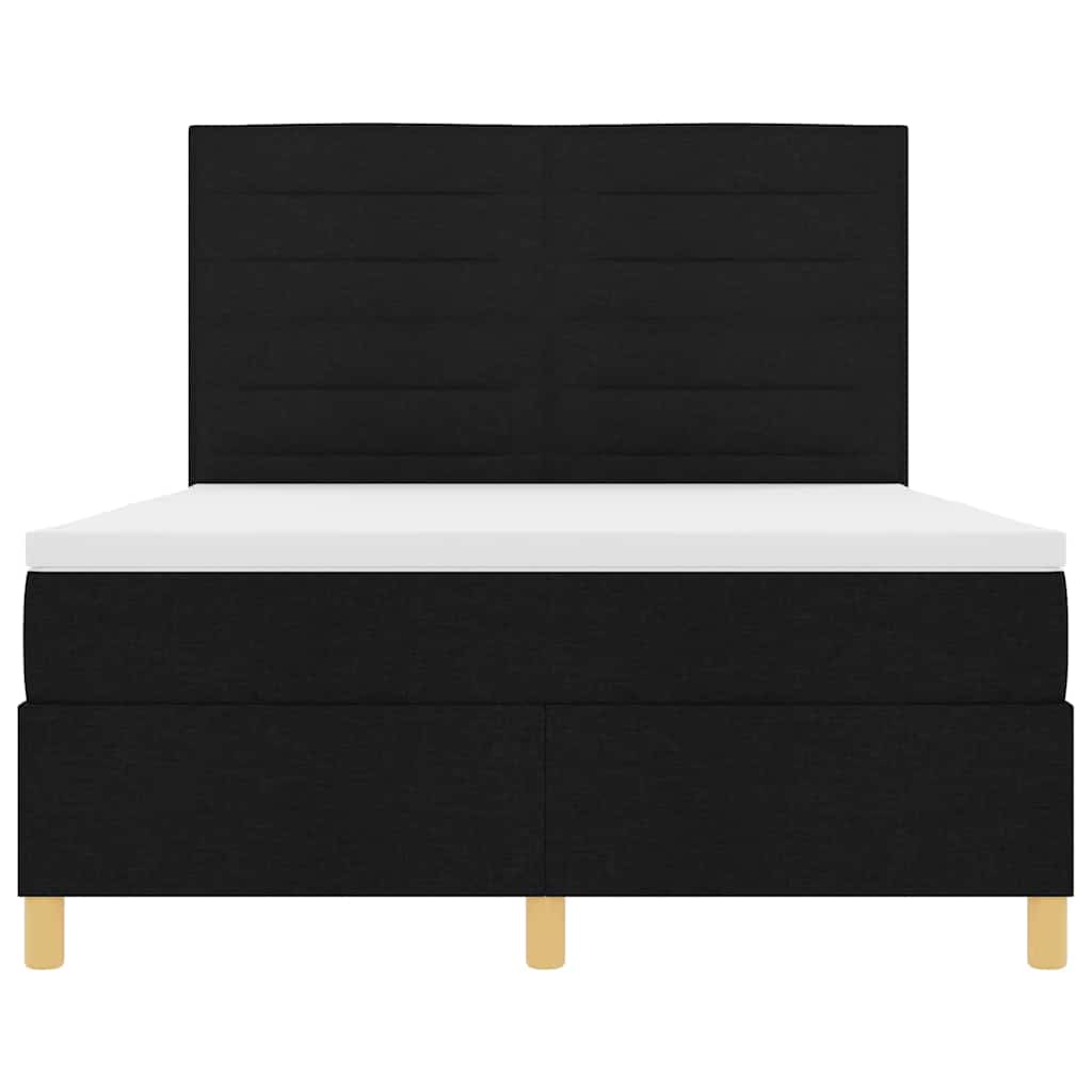 vidaXL Łóżko sprężynowe z materacem Czarny 160 x 200 cm tkanina