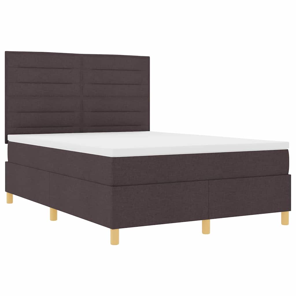 vidaXL Łóżko sprężynowe z materacem Ciemny brąz 160 x 200 cm tkanina