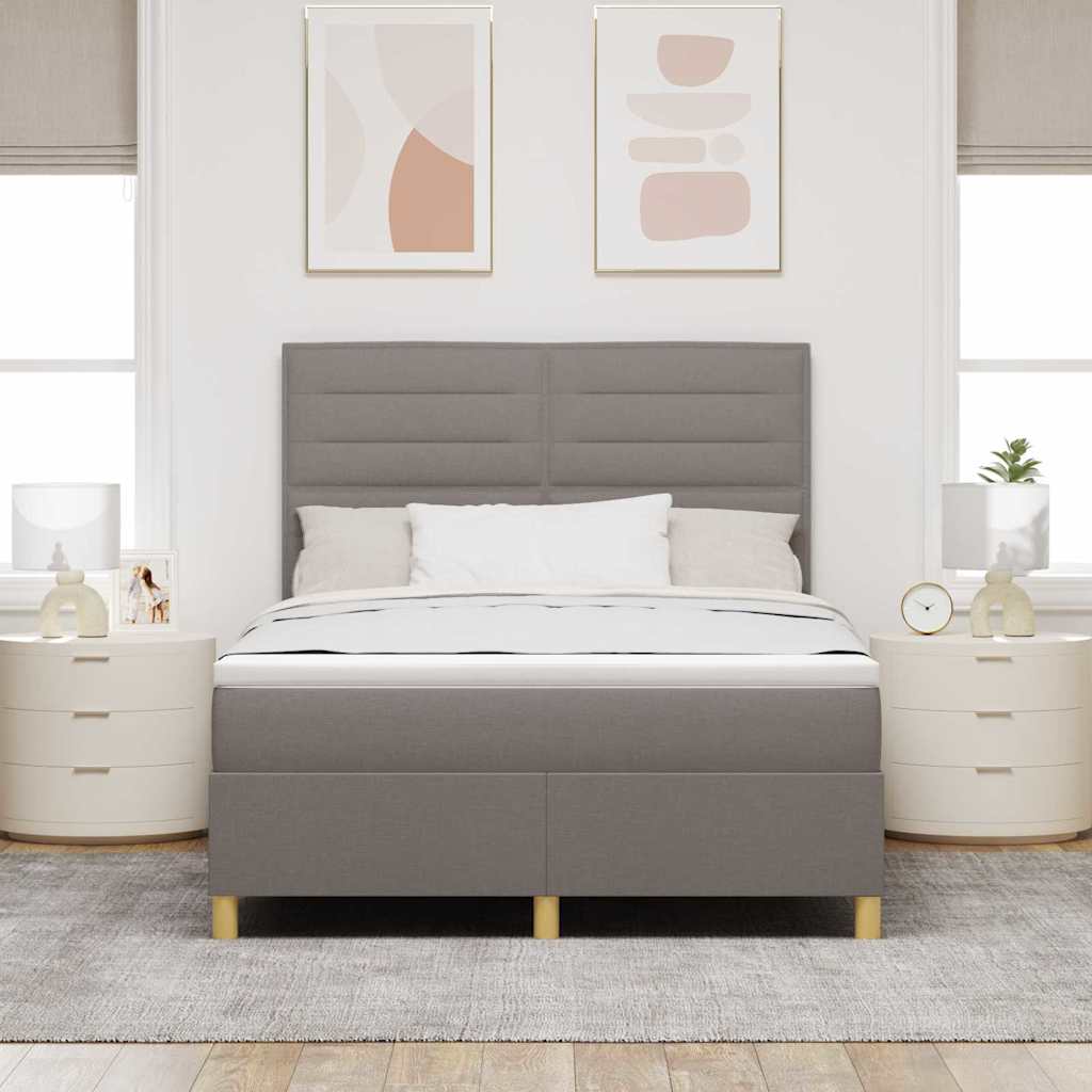 vidaXL Łóżko sprężynowe Z zagłówkiem Ciemnoszary 160 x 200 cm tkanina
